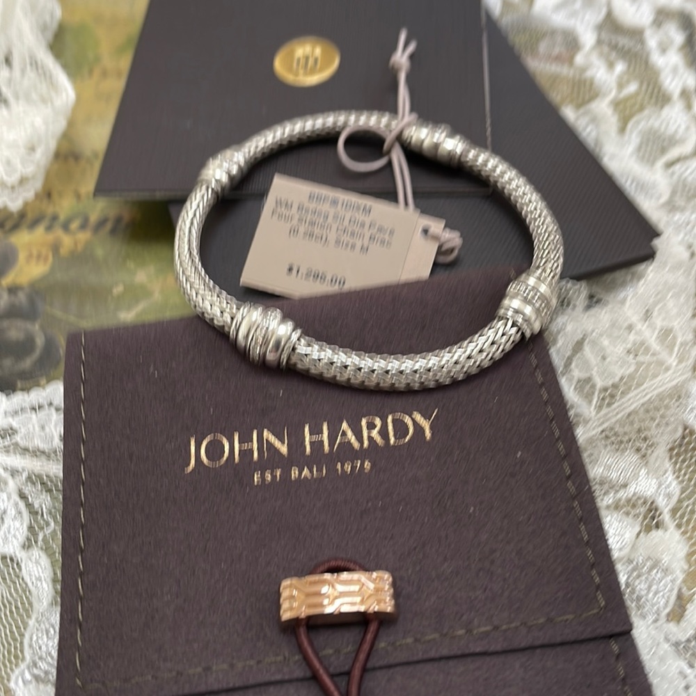 John Hardy Bedeg Sterling 925 Diamond Chain Bracelet